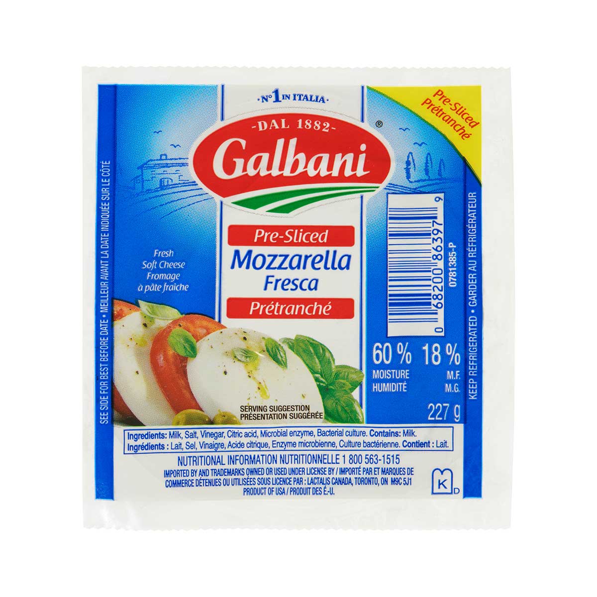 Mozzarella fraîche tranchée Galbani 227g