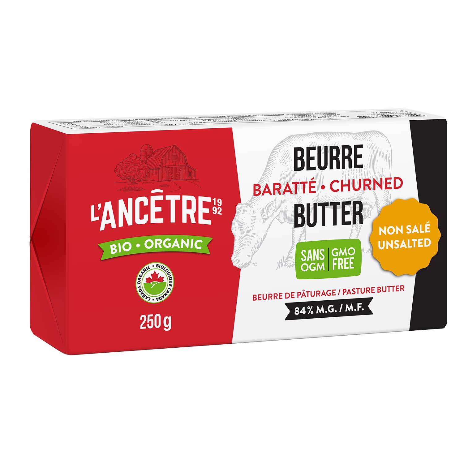 Beurre non-salé bio 84% 12x250g