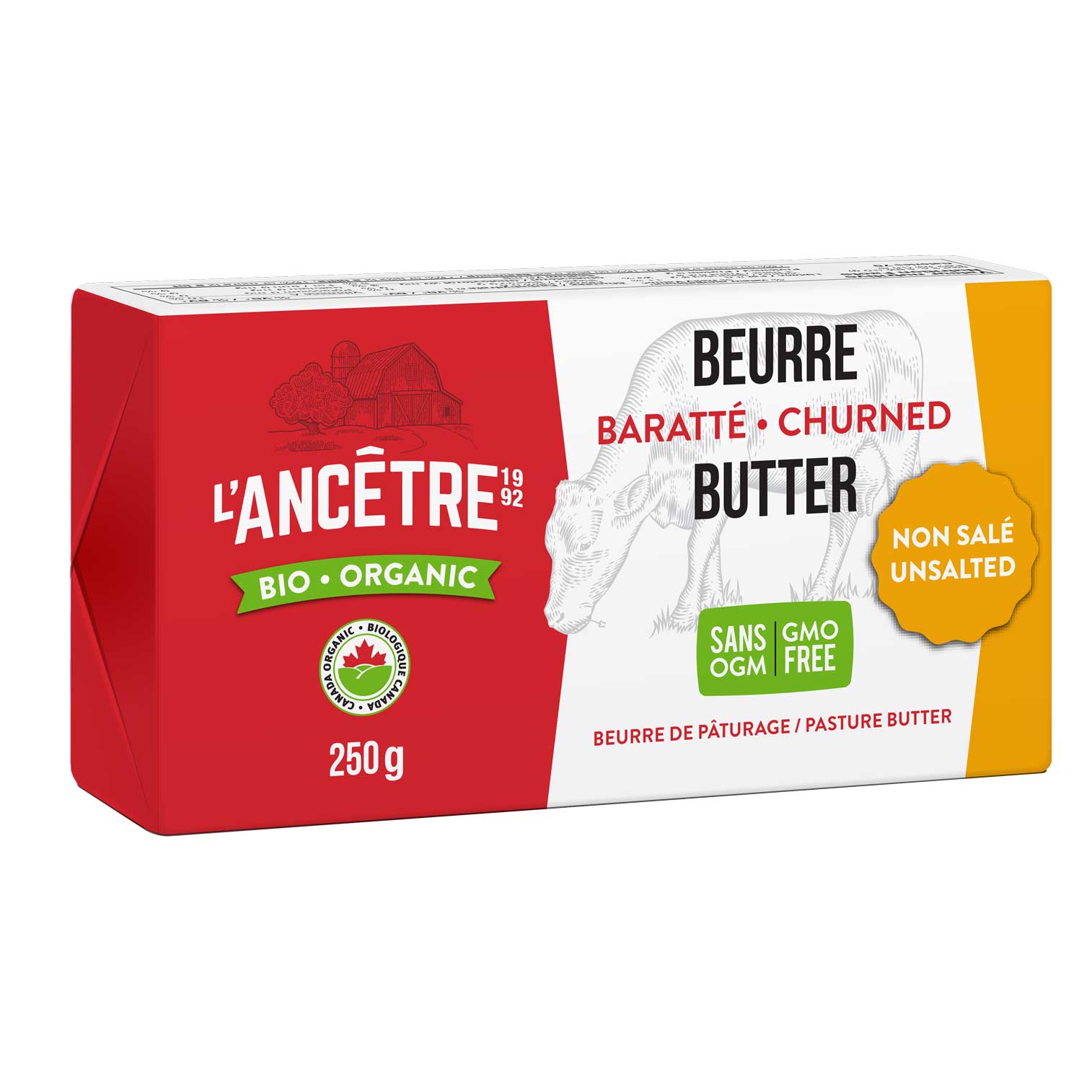 Beurre non-salé bio 12x250g