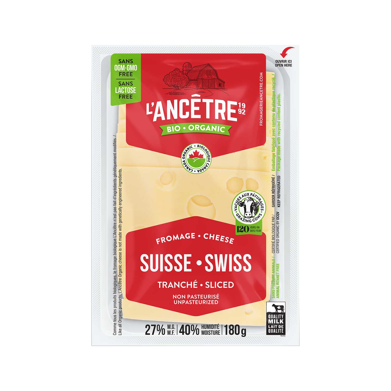 Ancetre Swiss sliced bio 8x180g