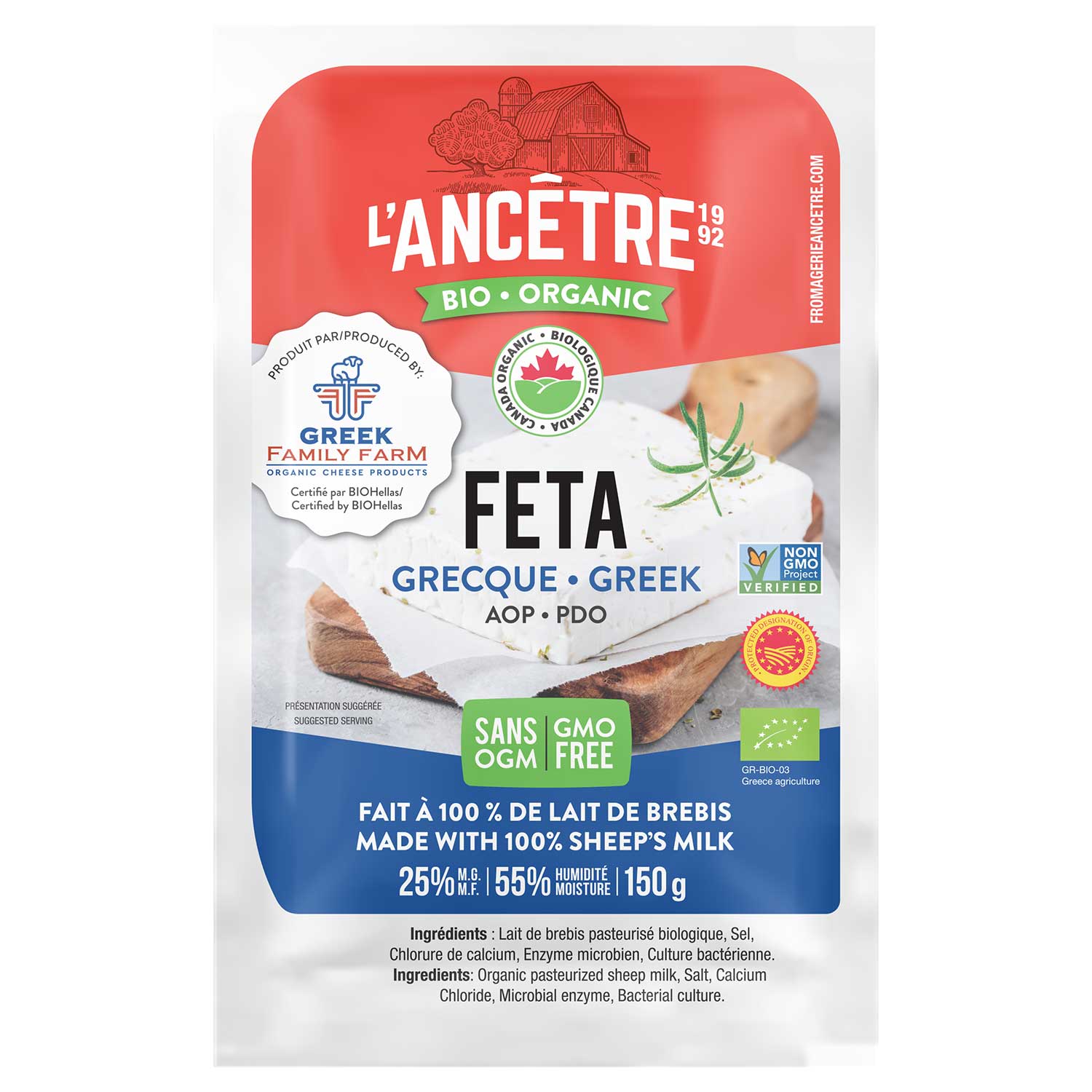 Ancetre Feta Greek bio 8x150g