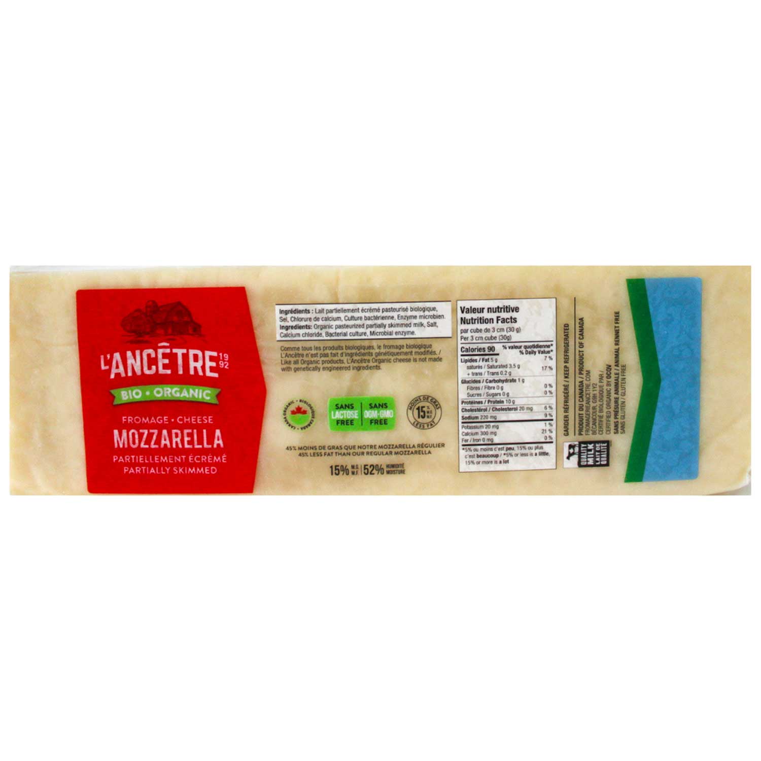 Mozzarella 15% bio l'Ancêtre 1kg
