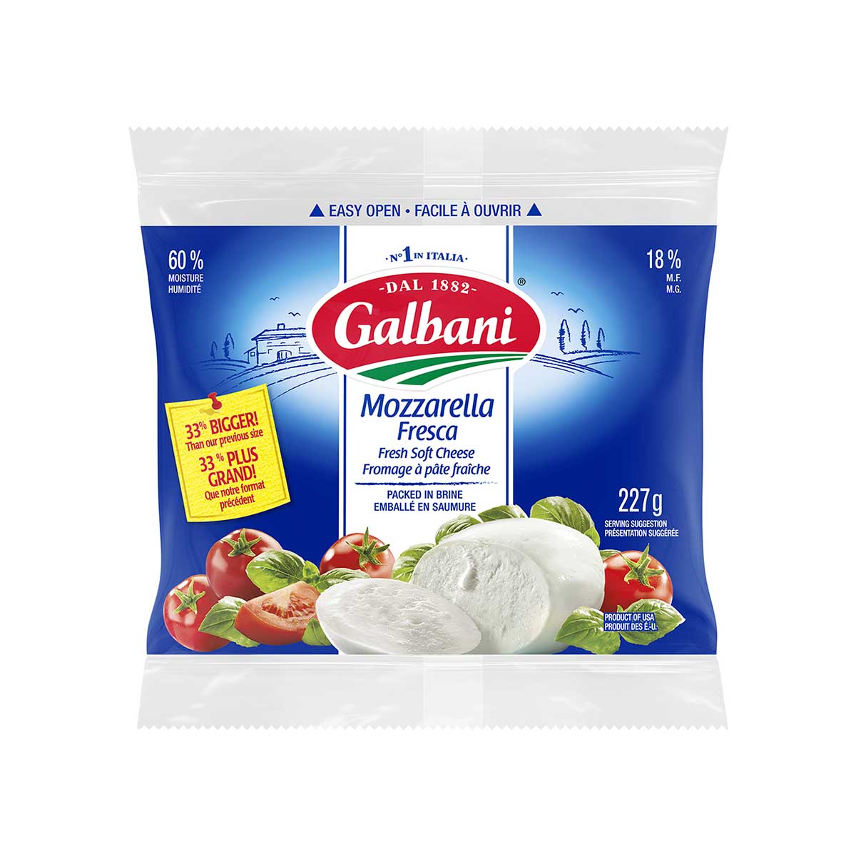 Mozzarella fraîche Galbani boule en saumure 227g