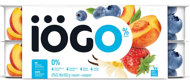 Iögo original fraise-vanille/fraise-framboise/fraise-banane/fraise-pêche 16x100g