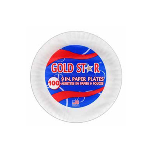 Assiette en papier 9'' Gold Star 12x100un (PSC)