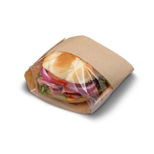 Sac à sandwich Kraft avec fenêtre 4.5'' x 2.5'' x 9'' 1000u